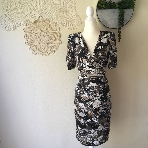 Black Halo Dresses & Skirts - Black Halo structured draped neck sheath dress